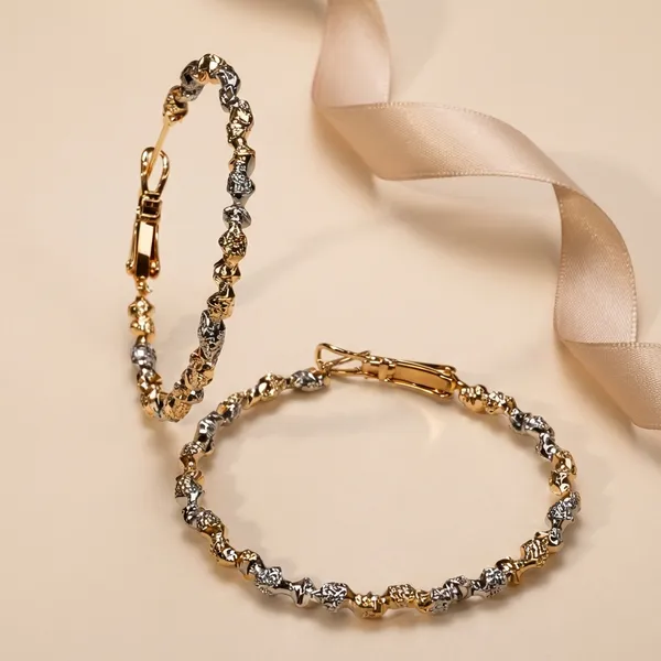 Gold_And_Silver_Dual_Tone_Textured_Beaded_Hoop_Ears_Anti_Tarnish_Earring_For_Women