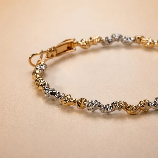 Gold_And_Silver_Dual_Tone_Textured_Beaded_Hoop_Ears_Anti_Tarnish_Earring_For_Women