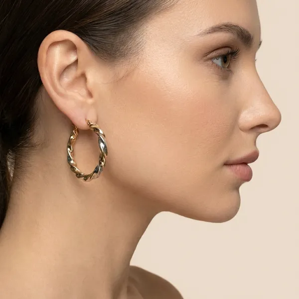 Gold_And_Silver_Twotone_Twisted_Metal_Hoop_Ears_Anti_Tarnish_Earring_For_Women