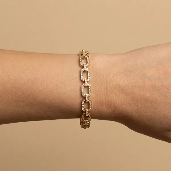 Gold_And_Silver_Art_Deco_Link_Anti_Tarnish_Bracelet_For_Women