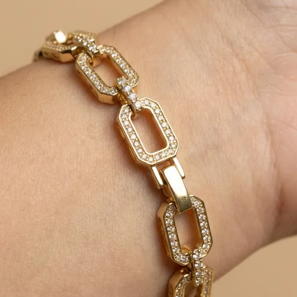 Gold_And_Silver_Art_Deco_Link_Anti_Tarnish_Bracelet_For_Women