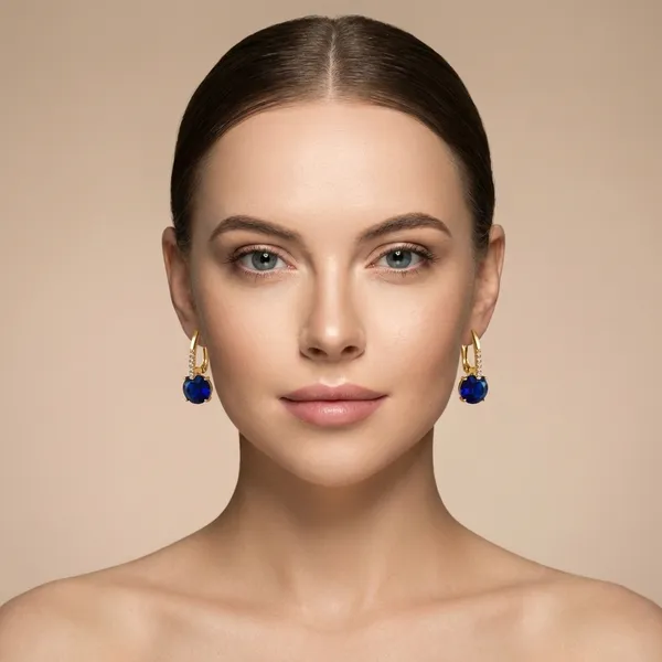 Blue_Sapphiretone_Plateddrop_Ears_Anti_Tarnish_Earring_For_Women