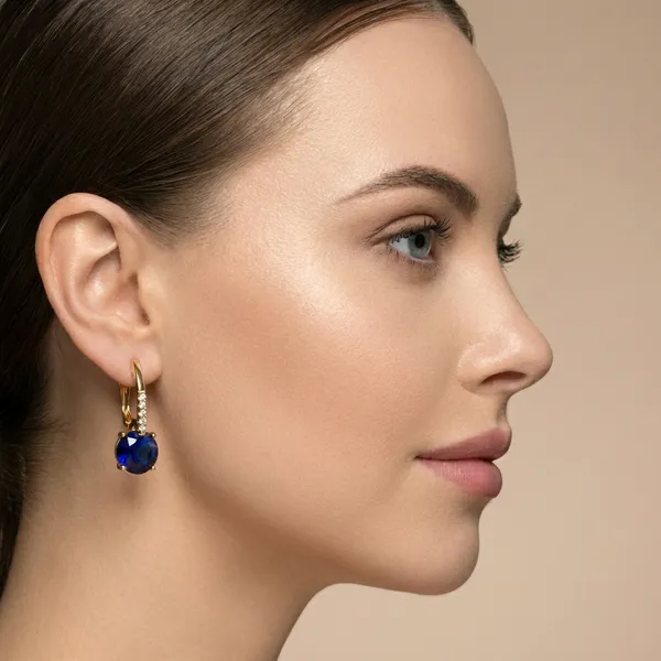 Blue_Sapphiretone_Plateddrop_Ears_Anti_Tarnish_Earring_For_Women