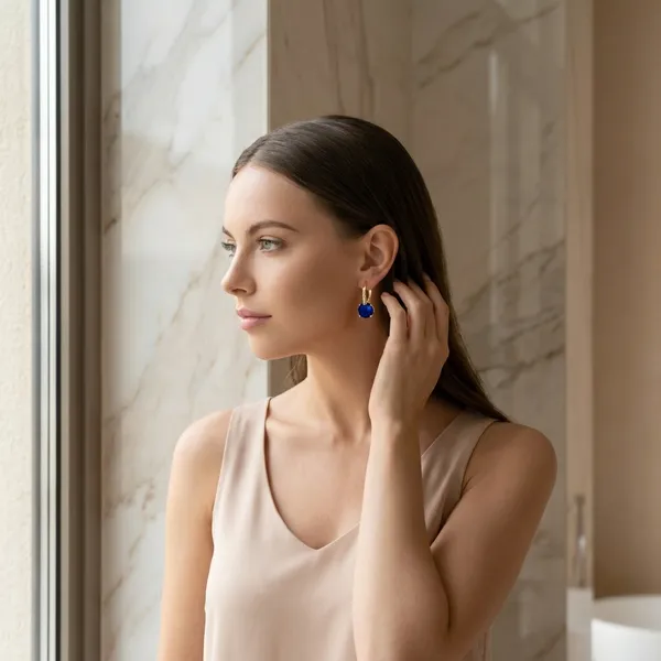 Blue_Sapphiretone_Plateddrop_Ears_Anti_Tarnish_Earring_For_Women