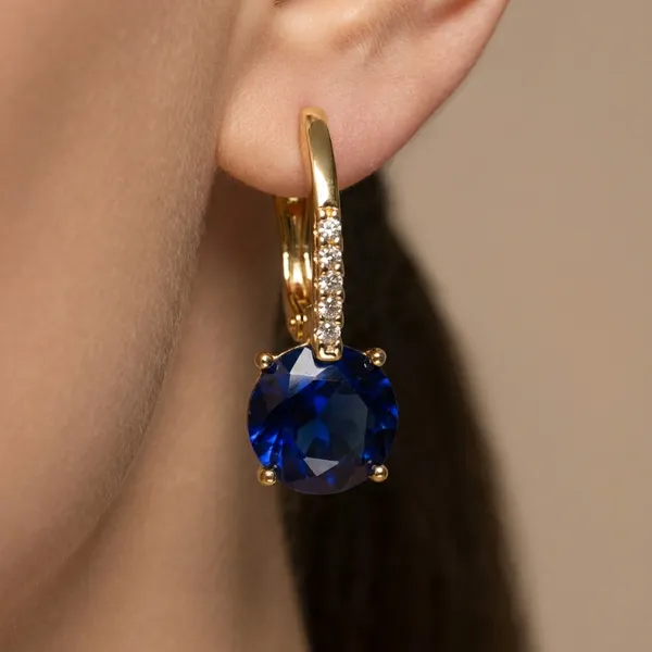 Blue_Sapphiretone_Plateddrop_Ears_Anti_Tarnish_Earring_For_Women
