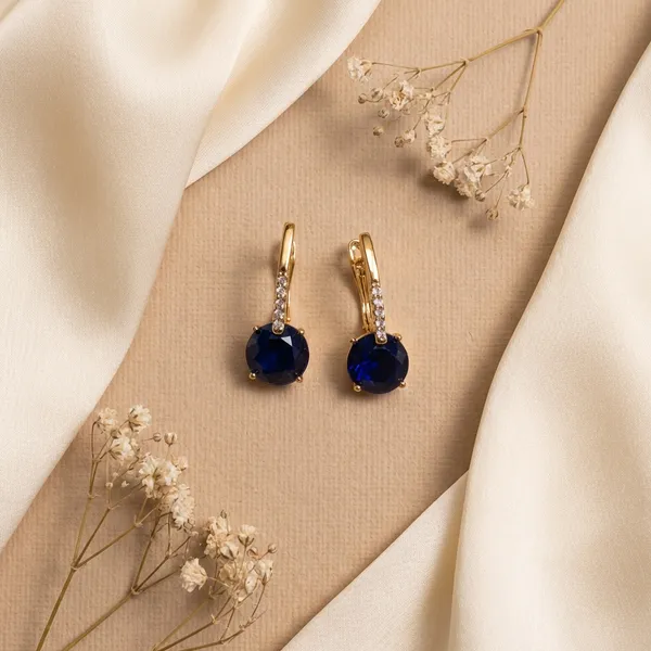Blue_Sapphiretone_Plateddrop_Ears_Anti_Tarnish_Earring_For_Women