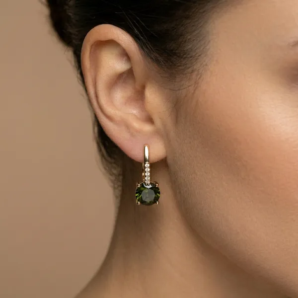 Green_Crystal_Plateddrop_Ears_Anti_Tarnish_Earring_For_Women