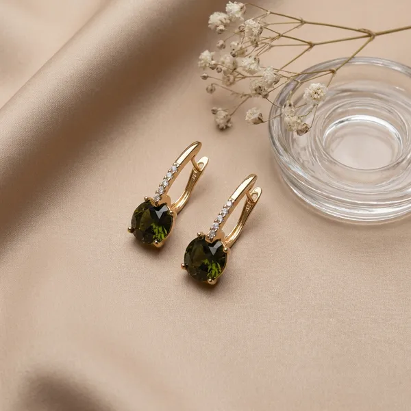 Green_Crystal_Plateddrop_Ears_Anti_Tarnish_Earring_For_Women