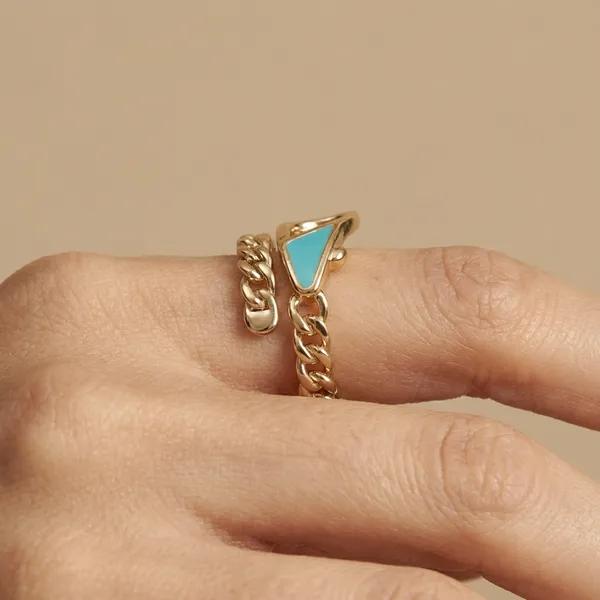 Turquoise_Gold_Chain_Enamel_Anti_Tarnish_Finger_Ring_For_Women