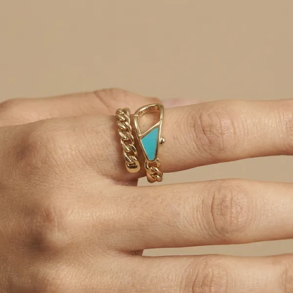 Turquoise_Gold_Chain_Enamel_Anti_Tarnish_Finger_Ring_For_Women