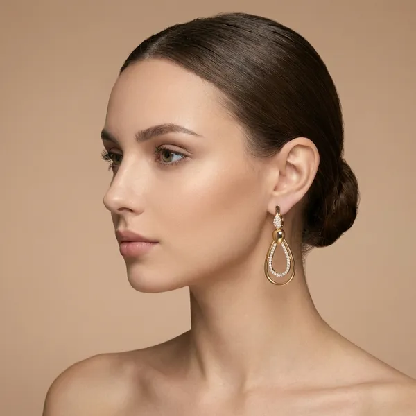 Gold_Teardrop_Loop_Ears_Anti_Tarnish_Earring_For_Women