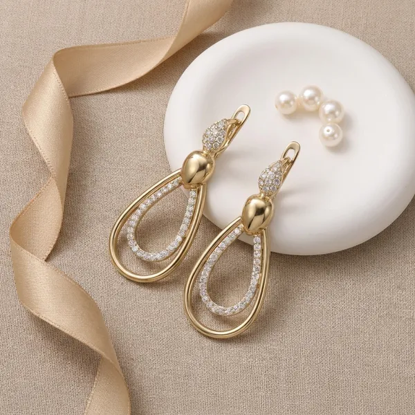 Gold_Teardrop_Loop_Ears_Anti_Tarnish_Earring_For_Women