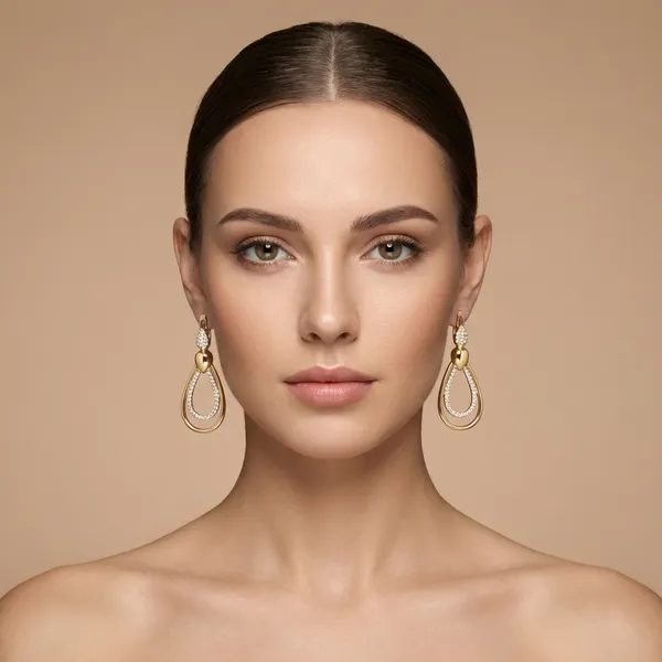Gold_Teardrop_Loop_Ears_Anti_Tarnish_Earring_For_Women