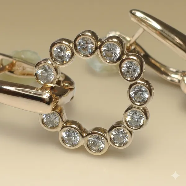 Gold_Circle_Bezel_Cz_Drop_Ears_Anti_Tarnish_Earring_For_Women