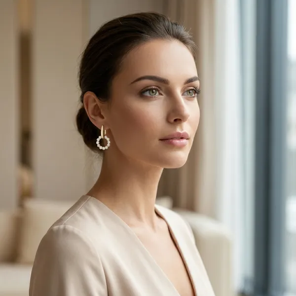 Gold_Circle_Bezel_Cz_Drop_Ears_Anti_Tarnish_Earring_For_Women