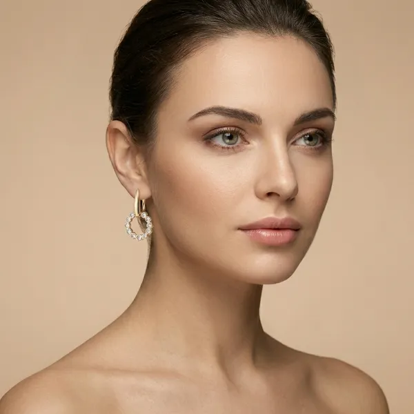 Gold_Circle_Bezel_Cz_Drop_Ears_Anti_Tarnish_Earring_For_Women