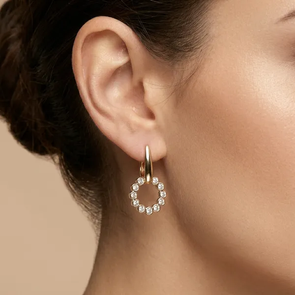Gold_Circle_Bezel_Cz_Drop_Ears_Anti_Tarnish_Earring_For_Women