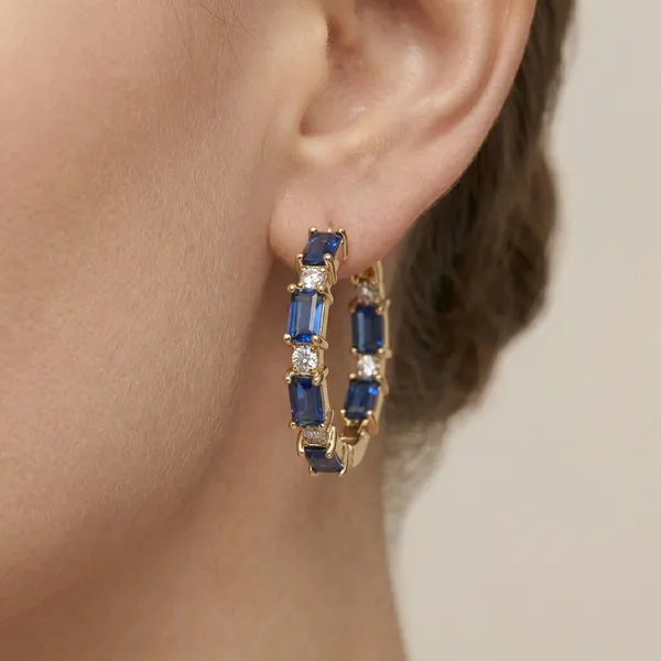 Blue_Baguette_Hoop_Ears_Anti_Tarnish_Earring_For_Women
