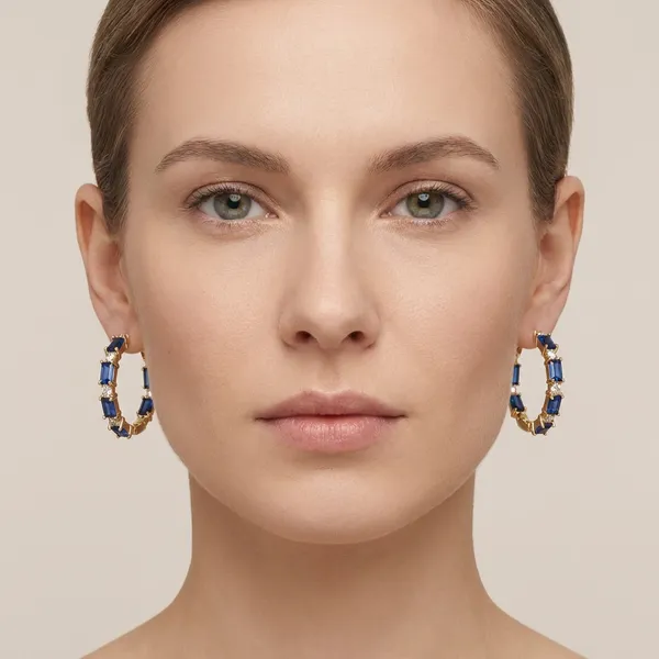 Blue_Baguette_Hoop_Ears_Anti_Tarnish_Earring_For_Women