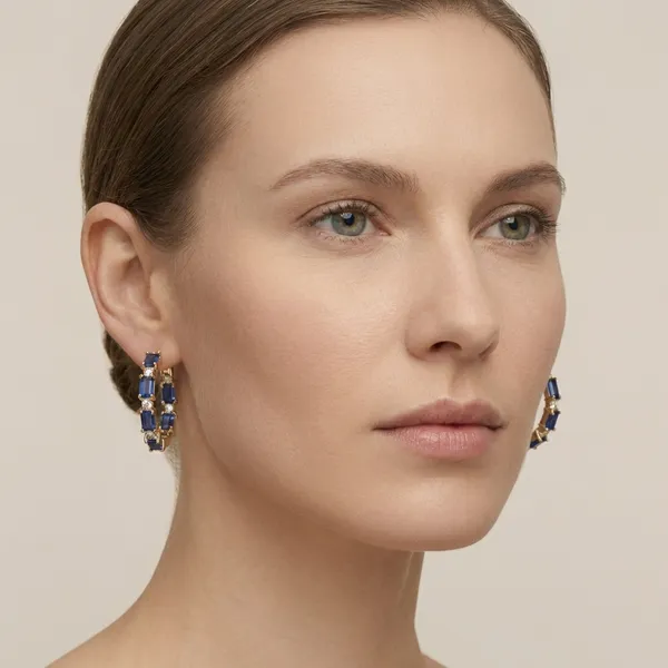 Blue_Baguette_Hoop_Ears_Anti_Tarnish_Earring_For_Women