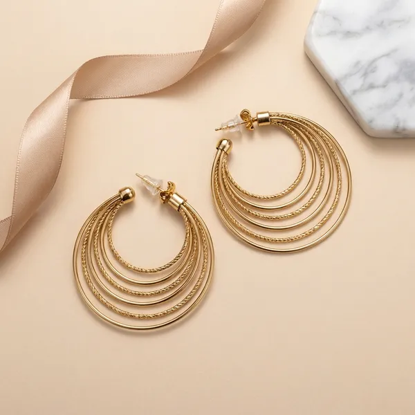 Gold_Multilayer_Textured_Hoop_Ears_Anti_Tarnish_Earring_For_Women