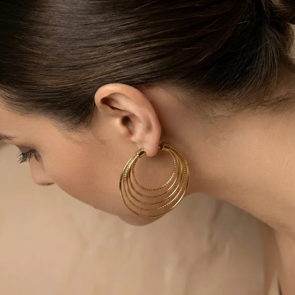 Gold_Multilayer_Textured_Hoop_Ears_Anti_Tarnish_Earring_For_Women