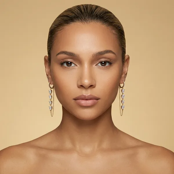 Gold_Chain_Drop_Ears_With_Pear_Cut_Crystal_Accents_Anti_Tarnish_Earring_For_Women