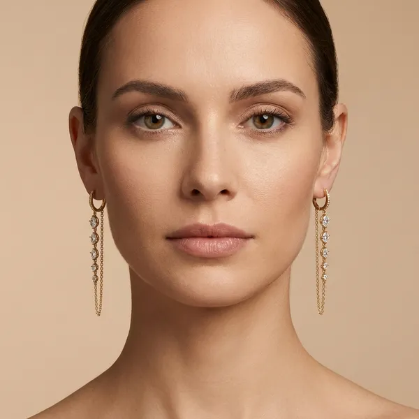 Gold_Plated_Cz_Chain_Drop_Hoop_Ears_Anti_Tarnish_Earring_For_Women