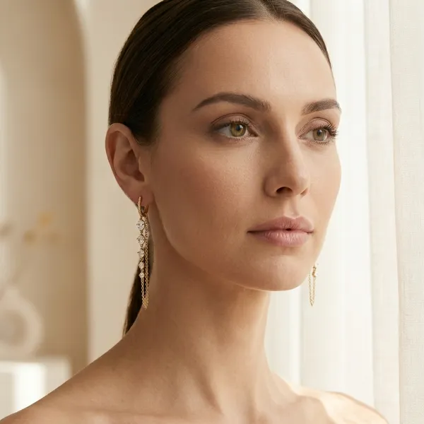 Gold_Plated_Cz_Chain_Drop_Hoop_Ears_Anti_Tarnish_Earring_For_Women