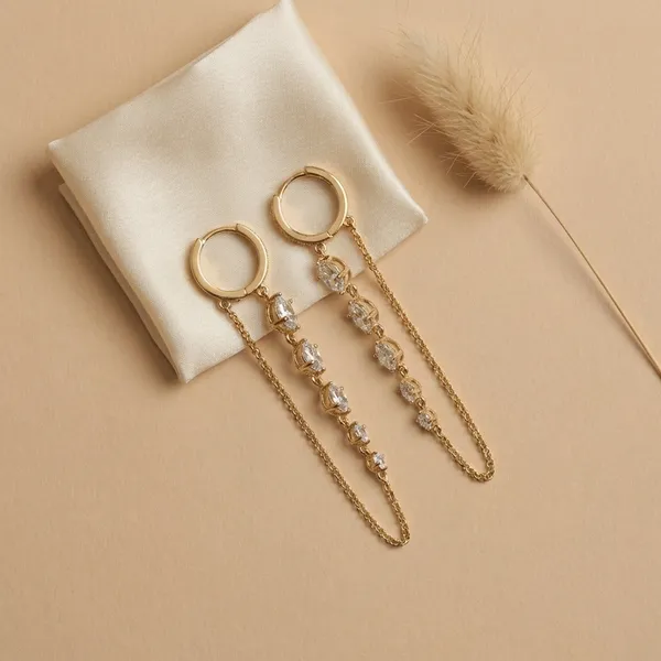 Gold_Plated_Cz_Chain_Drop_Hoop_Ears_Anti_Tarnish_Earring_For_Women