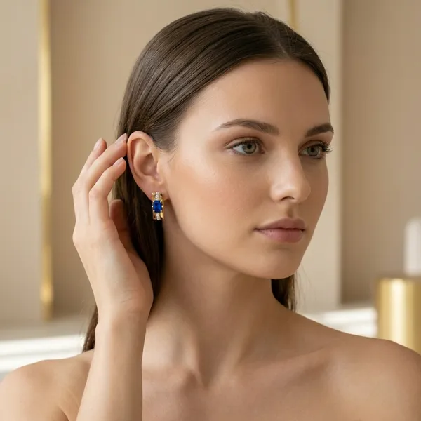 Blue_Baguette_Stone_Rectangle_Ears_Anti_Tarnish_Earring_For_Women