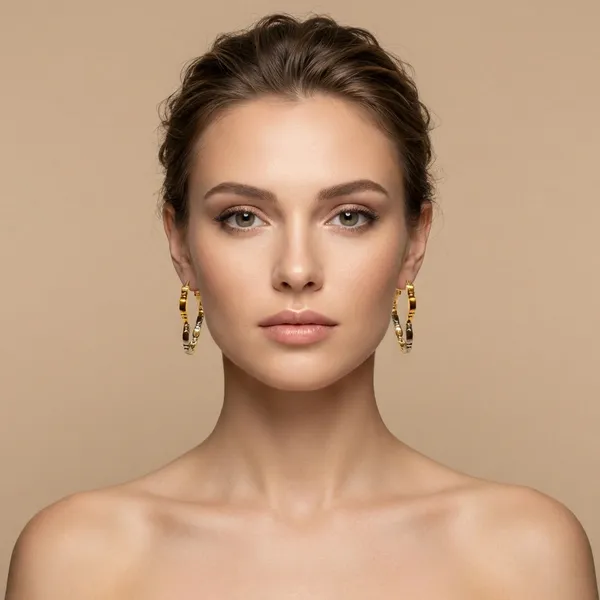 Gold_And_Silver_Platedtextured_Dualtone_Hoop_Ears_Anti_Tarnish_Earring_For_Women
