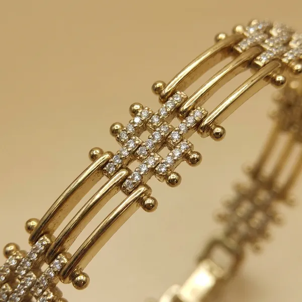 Gold_And_Silver_Triple_Strand_Pave_Anti_Tarnish_Bracelet_For_Women