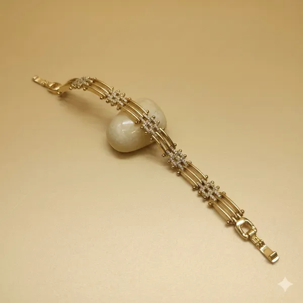 Gold_And_Silver_Triple_Strand_Pave_Anti_Tarnish_Bracelet_For_Women