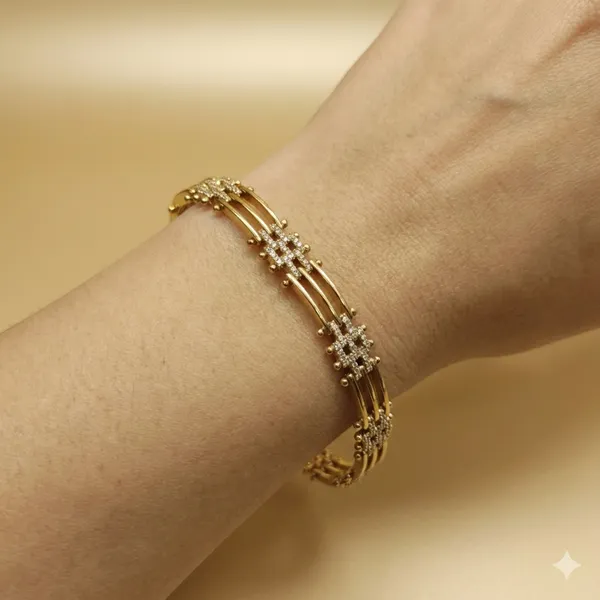 Gold_And_Silver_Triple_Strand_Pave_Anti_Tarnish_Bracelet_For_Women