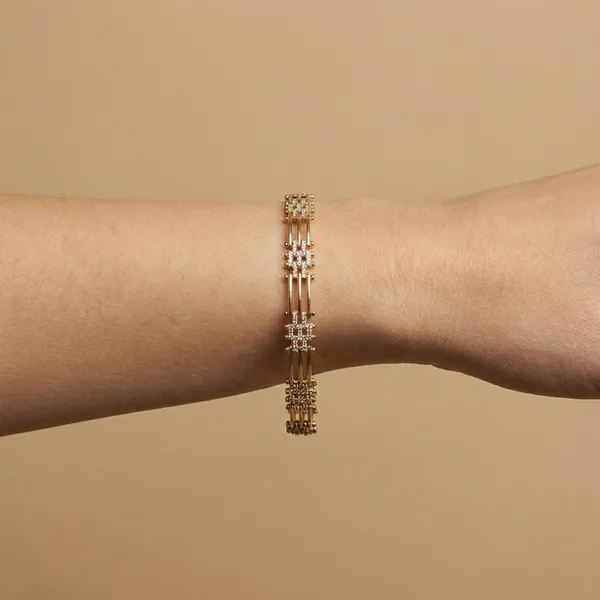 Gold_And_Silver_Triple_Strand_Pave_Anti_Tarnish_Bracelet_For_Women