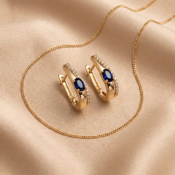 Blue_Gold_Sapphire_Accent_Hoop_Ears_Anti_Tarnish_Earring_For_Women