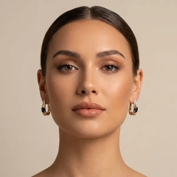 Blue_Gold_Sapphire_Accent_Hoop_Ears_Anti_Tarnish_Earring_For_Women