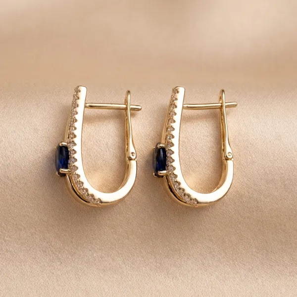 Blue_Gold_Sapphire_Accent_Hoop_Ears_Anti_Tarnish_Earring_For_Women