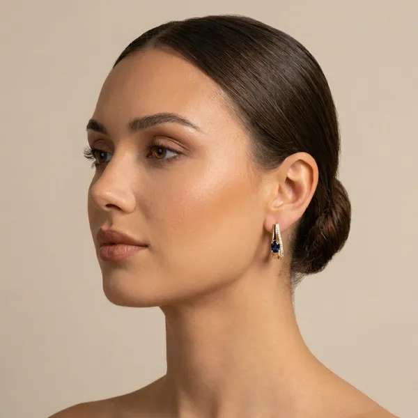 Blue_Gold_Sapphire_Accent_Hoop_Ears_Anti_Tarnish_Earring_For_Women