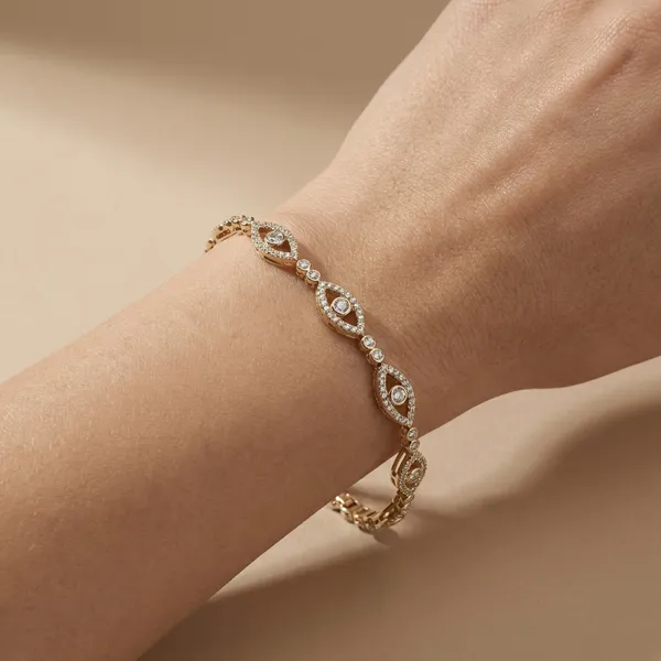 Gold_And_Silver_Marquise_Tennis_Anti_Tarnish_Bracelet_For_Women