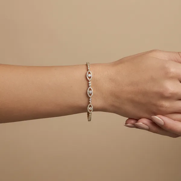 Gold_And_Silver_Marquise_Tennis_Anti_Tarnish_Bracelet_For_Women