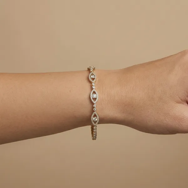 Gold_And_Silver_Marquise_Tennis_Anti_Tarnish_Bracelet_For_Women