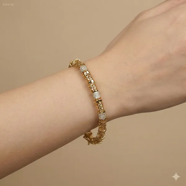 Gold_And_Silver_Textured_Hollow_Link_Anti_Tarnish_Bracelet_For_Women