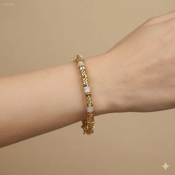 Gold_And_Silver_Textured_Hollow_Link_Anti_Tarnish_Bracelet_For_Women