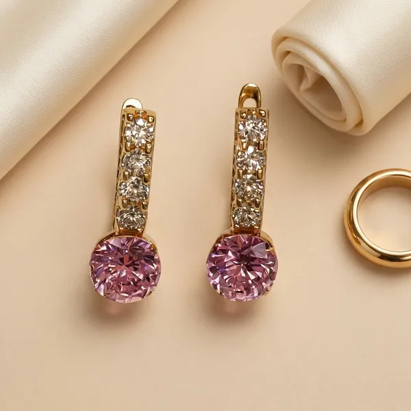 Pink_Crystal_Drop_Ears_Anti_Tarnish_Earring_For_Women