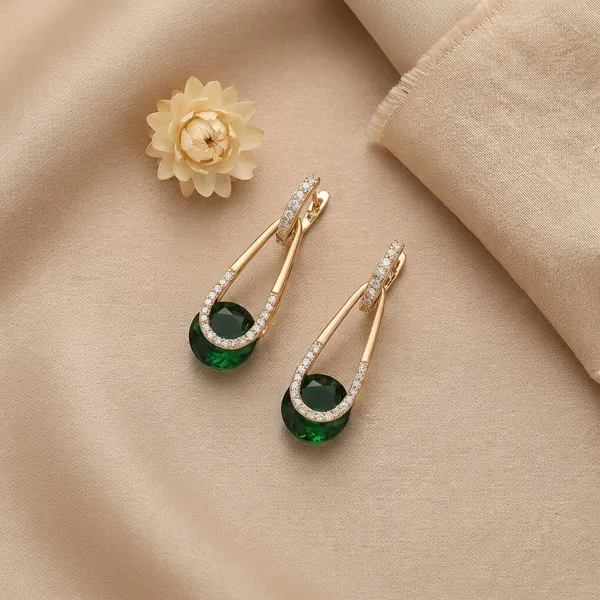 Green_Emerald_Drop_Sparkle_Gold_Ears_Anti_Tarnish_Earring_For_Women