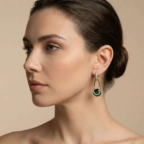 Green_Emerald_Drop_Sparkle_Gold_Ears_Anti_Tarnish_Earring_For_Women