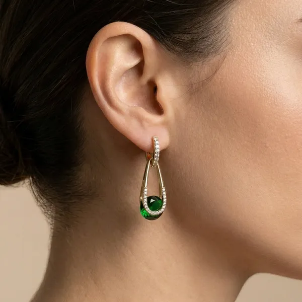 Green_Emerald_Drop_Sparkle_Gold_Ears_Anti_Tarnish_Earring_For_Women
