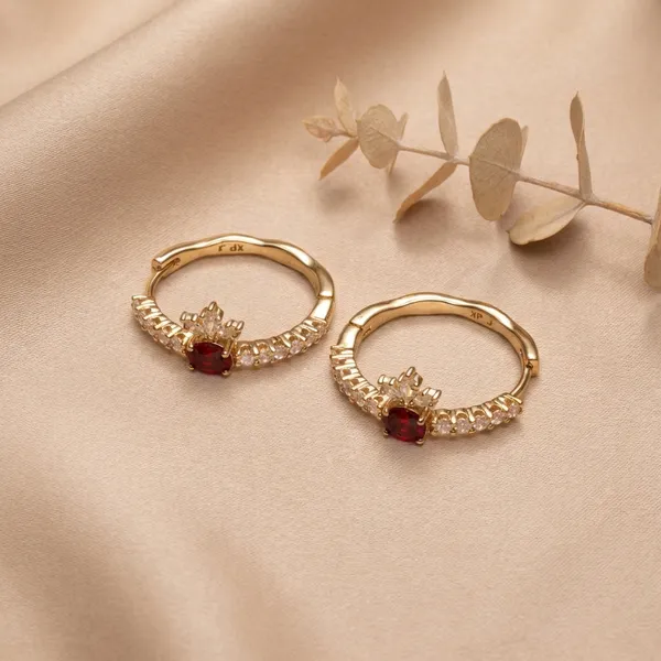 Red_Garnet_Crown_Hoop_Ears_Anti_Tarnish_Earring_For_Women